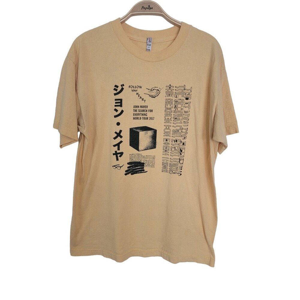 John Mayer The Search for Everything World Tour T Shirt M 2017 Beige Cream